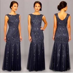 Adrianna Papell | beaded pleated gown in blue